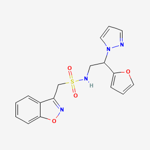 B2911354 1-(benzo[d]isoxazol-3-yl)-N-(2-(furan-2-yl)-2-(1H-pyrazol-1-yl)ethyl)methanesulfonamide CAS No. 2034545-34-9
