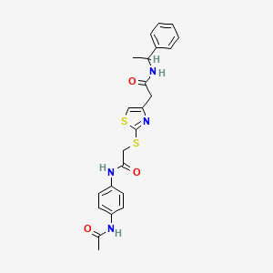B2911368 N-(4-acetamidophenyl)-2-((4-(2-oxo-2-((1-phenylethyl)amino)ethyl)thiazol-2-yl)thio)acetamide CAS No. 941960-98-1