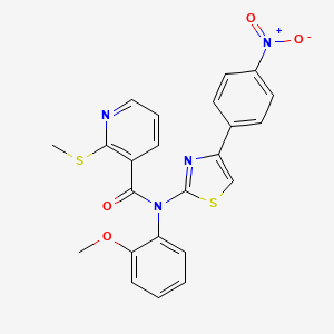 molecular formula C23H18N4O4S2 B2911373 N-(2-methoxyphenyl)-2-methylsulfanyl-N-[4-(4-nitrophenyl)-1,3-thiazol-2-yl]pyridine-3-carboxamide CAS No. 851788-83-5
