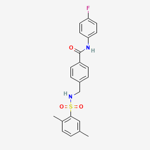molecular formula C22H21FN2O3S B2911375 4-[[(2,5-dimethylphenyl)sulfonylamino]methyl]-N-(4-fluorophenyl)benzamide CAS No. 690643-96-0