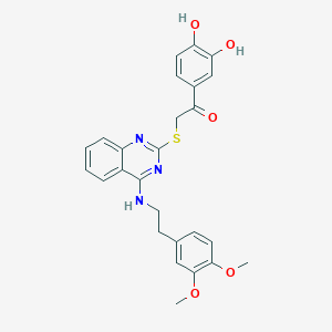 molecular formula C26H25N3O5S B2911378 1-(3,4-Dihydroxyphenyl)-2-((4-((3,4-dimethoxyphenethyl)amino)quinazolin-2-yl)thio)ethanone CAS No. 422533-69-5