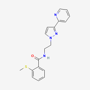 molecular formula C18H18N4OS B2911380 2-(methylthio)-N-(2-(3-(pyridin-2-yl)-1H-pyrazol-1-yl)ethyl)benzamide CAS No. 1448125-13-0
