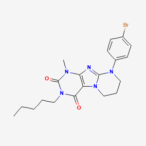 molecular formula C20H24BrN5O2 B2911382 9-(4-bromophenyl)-1-methyl-3-pentyl-6,7,8,9-tetrahydropyrimido[2,1-f]purine-2,4(1H,3H)-dione CAS No. 873076-46-1