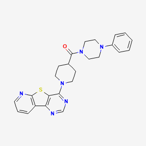 molecular formula C25H26N6OS B2911406 (4-Phenylpiperazin-1-yl)(1-(pyrido[3',2':4,5]thieno[3,2-d]pyrimidin-4-yl)piperidin-4-yl)methanone CAS No. 1114651-66-9