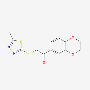 molecular formula C13H12N2O3S2 B2911416 1-(2,3-Dihydro-1,4-benzodioxin-6-yl)-2-[(5-methyl-1,3,4-thiadiazol-2-yl)sulfanyl]ethanone CAS No. 690961-29-6