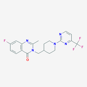 molecular formula C20H19F4N5O B2911418 7-Fluoro-2-methyl-3-[[1-[4-(trifluoromethyl)pyrimidin-2-yl]piperidin-4-yl]methyl]quinazolin-4-one CAS No. 2415620-85-6