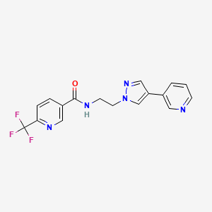 molecular formula C17H14F3N5O B2911421 N-{2-[4-(pyridin-3-yl)-1H-pyrazol-1-yl]ethyl}-6-(trifluoromethyl)pyridine-3-carboxamide CAS No. 2097869-54-8