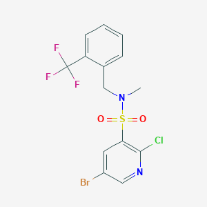 molecular formula C14H11BrClF3N2O2S B2911480 5-bromo-2-chloro-N-methyl-N-[[2-(trifluoromethyl)phenyl]methyl]pyridine-3-sulfonamide CAS No. 1365628-07-4