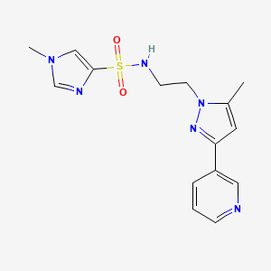 molecular formula C15H18N6O2S B2911481 1-methyl-N-(2-(5-methyl-3-(pyridin-3-yl)-1H-pyrazol-1-yl)ethyl)-1H-imidazole-4-sulfonamide CAS No. 2034290-10-1