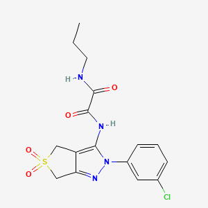 molecular formula C16H17ClN4O4S B2911492 N1-(2-(3-chlorophenyl)-5,5-dioxido-4,6-dihydro-2H-thieno[3,4-c]pyrazol-3-yl)-N2-propyloxalamide CAS No. 899989-98-1