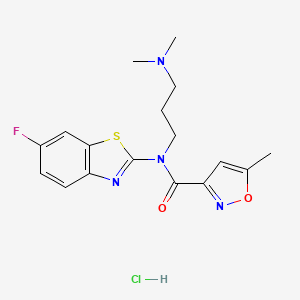 molecular formula C17H20ClFN4O2S B2911500 N-(3-(dimethylamino)propyl)-N-(6-fluorobenzo[d]thiazol-2-yl)-5-methylisoxazole-3-carboxamide hydrochloride CAS No. 1330298-95-7