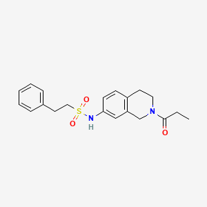 molecular formula C20H24N2O3S B2911506 2-phenyl-N-(2-propionyl-1,2,3,4-tetrahydroisoquinolin-7-yl)ethanesulfonamide CAS No. 955675-37-3
