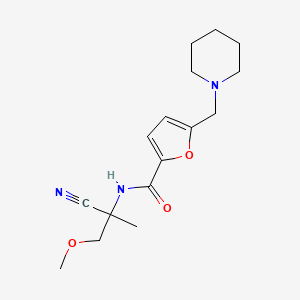 molecular formula C16H23N3O3 B2911507 N-(2-Cyano-1-methoxypropan-2-yl)-5-(piperidin-1-ylmethyl)furan-2-carboxamide CAS No. 2224458-07-3