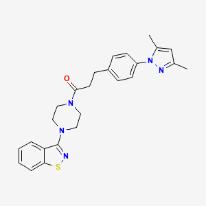 molecular formula C25H27N5OS B2911511 1-(4-(苯并[d]异噻唑-3-基)哌嗪-1-基)-3-(4-(3,5-二甲基-1H-吡唑-1-基)苯基)丙烷-1-酮 CAS No. 2034544-22-2
