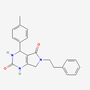 molecular formula C21H21N3O2 B2911521 6-phenethyl-4-(p-tolyl)-3,4,6,7-tetrahydro-1H-pyrrolo[3,4-d]pyrimidine-2,5-dione CAS No. 940745-91-5