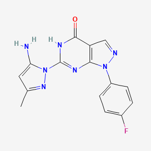 molecular formula C15H12FN7O B2911531 6-(5-amino-3-methyl-1H-pyrazol-1-yl)-1-(4-fluorophenyl)-1H-pyrazolo[3,4-d]pyrimidin-4(5H)-one CAS No. 1172258-73-9