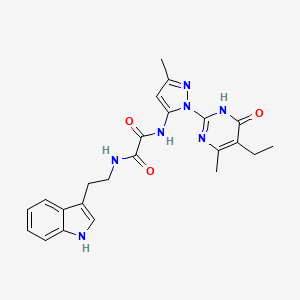 molecular formula C23H25N7O3 B2911586 N1-(2-(1H-indol-3-yl)ethyl)-N2-(1-(5-ethyl-4-methyl-6-oxo-1,6-dihydropyrimidin-2-yl)-3-methyl-1H-pyrazol-5-yl)oxalamide CAS No. 1014024-72-6