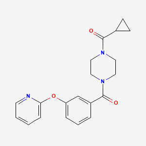 molecular formula C20H21N3O3 B2911587 (4-(Cyclopropanecarbonyl)piperazin-1-yl)(3-(pyridin-2-yloxy)phenyl)methanone CAS No. 1797708-78-1