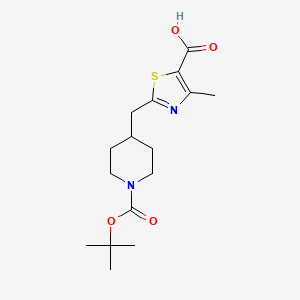 molecular formula C16H24N2O4S B2911593 4-Methyl-2-[[1-[(2-methylpropan-2-yl)oxycarbonyl]piperidin-4-yl]methyl]-1,3-thiazole-5-carboxylic acid CAS No. 2248367-61-3