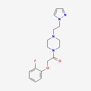 molecular formula C17H21FN4O2 B2911594 1-(4-(2-(1H-pyrazol-1-yl)ethyl)piperazin-1-yl)-2-(2-fluorophenoxy)ethanone CAS No. 1286710-93-7