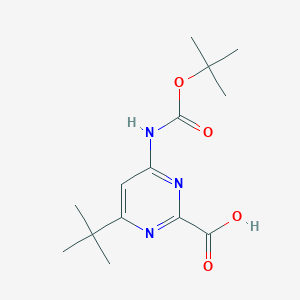 B2911612 4-Tert-butyl-6-[(2-methylpropan-2-yl)oxycarbonylamino]pyrimidine-2-carboxylic acid CAS No. 2248309-63-7