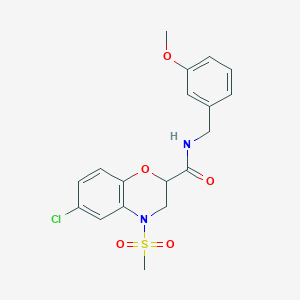 B2911614 6-chloro-N-(3-methoxybenzyl)-4-(methylsulfonyl)-3,4-dihydro-2H-1,4-benzoxazine-2-carboxamide CAS No. 866142-58-7