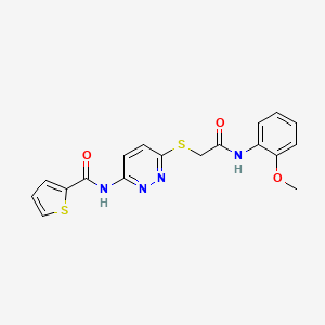 molecular formula C18H16N4O3S2 B2911628 N-(6-((2-((2-methoxyphenyl)amino)-2-oxoethyl)thio)pyridazin-3-yl)thiophene-2-carboxamide CAS No. 1021026-67-4