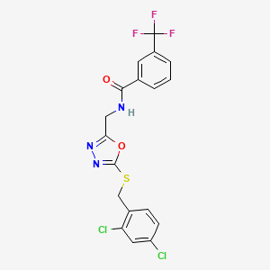 molecular formula C18H12Cl2F3N3O2S B2911632 N-((5-((2,4-dichlorobenzyl)thio)-1,3,4-oxadiazol-2-yl)methyl)-3-(trifluoromethyl)benzamide CAS No. 872621-19-7