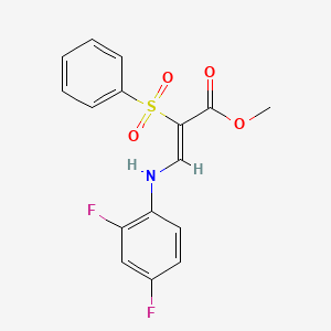 molecular formula C16H13F2NO4S B2911638 methyl (2Z)-3-[(2,4-difluorophenyl)amino]-2-(phenylsulfonyl)acrylate CAS No. 1327171-74-3