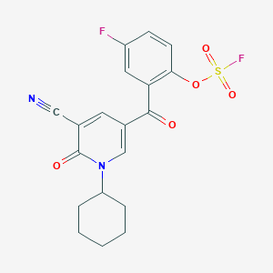 molecular formula C19H16F2N2O5S B2911642 3-Cyano-1-cyclohexyl-5-(5-fluoro-2-fluorosulfonyloxybenzoyl)-2-oxopyridine CAS No. 2411199-73-8