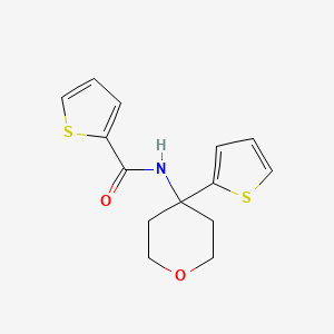 molecular formula C14H15NO2S2 B2911644 N-(4-(thiophen-2-yl)tetrahydro-2H-pyran-4-yl)thiophene-2-carboxamide CAS No. 2034483-29-7