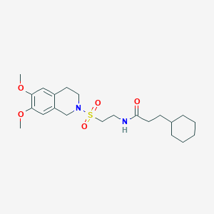molecular formula C22H34N2O5S B2911652 3-cyclohexyl-N-(2-((6,7-dimethoxy-3,4-dihydroisoquinolin-2(1H)-yl)sulfonyl)ethyl)propanamide CAS No. 922066-61-3
