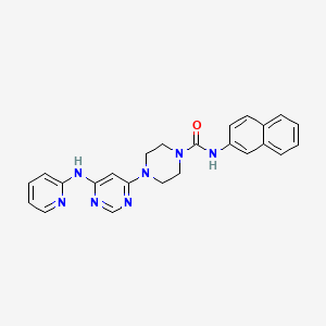 molecular formula C24H23N7O B2911656 N-(naphthalen-2-yl)-4-(6-(pyridin-2-ylamino)pyrimidin-4-yl)piperazine-1-carboxamide CAS No. 1421483-32-0
