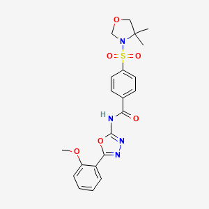 molecular formula C21H22N4O6S B2911658 4-[(4,4-dimethyl-1,3-oxazolidin-3-yl)sulfonyl]-N-[5-(2-methoxyphenyl)-1,3,4-oxadiazol-2-yl]benzamide CAS No. 533869-80-6
