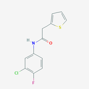 molecular formula C12H9ClFNOS B291166 N-(3-chloro-4-fluorophenyl)-2-(2-thienyl)acetamide 