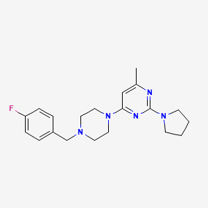 molecular formula C20H26FN5 B2911666 4-{4-[(4-Fluorophenyl)methyl]piperazin-1-yl}-6-methyl-2-(pyrrolidin-1-yl)pyrimidine CAS No. 2415456-99-2