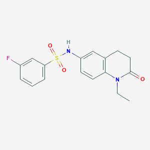 molecular formula C17H17FN2O3S B2911692 N~1~-(1-ethyl-2-oxo-1,2,3,4-tetrahydro-6-quinolinyl)-3-fluoro-1-benzenesulfonamide CAS No. 922079-75-2