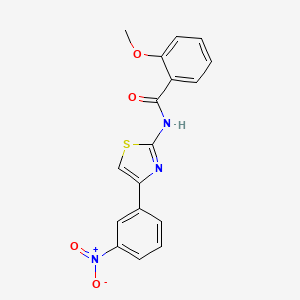 molecular formula C17H13N3O4S B2911694 2-methoxy-N-[4-(3-nitrophenyl)-1,3-thiazol-2-yl]benzamide CAS No. 428848-63-9