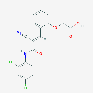 molecular formula C18H12Cl2N2O4 B2911711 2-[2-[(E)-2-cyano-3-(2,4-dichloroanilino)-3-oxoprop-1-enyl]phenoxy]acetic acid CAS No. 1058173-57-1
