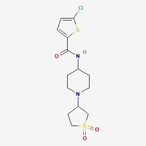 molecular formula C14H19ClN2O3S2 B2911715 5-chloro-N-(1-(1,1-dioxidotetrahydrothiophen-3-yl)piperidin-4-yl)thiophene-2-carboxamide CAS No. 2034310-76-2