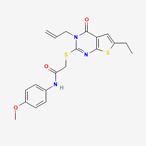 molecular formula C20H21N3O3S2 B2911716 2-((3-allyl-6-ethyl-4-oxo-3,4-dihydrothieno[2,3-d]pyrimidin-2-yl)thio)-N-(4-methoxyphenyl)acetamide CAS No. 421578-01-0