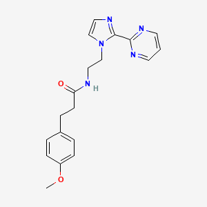 molecular formula C19H21N5O2 B2911721 3-(4-methoxyphenyl)-N-(2-(2-(pyrimidin-2-yl)-1H-imidazol-1-yl)ethyl)propanamide CAS No. 1448029-45-5