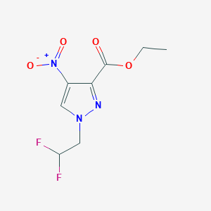 molecular formula C8H9F2N3O4 B2911725 ethyl 1-(2,2-difluoroethyl)-4-nitro-1H-pyrazole-3-carboxylate CAS No. 1856075-42-7