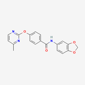 molecular formula C19H15N3O4 B2911727 N-(benzo[d][1,3]dioxol-5-yl)-4-((4-methylpyrimidin-2-yl)oxy)benzamide CAS No. 1334368-82-9