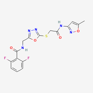 molecular formula C16H13F2N5O4S B2911730 2,6-difluoro-N-((5-((2-((5-methylisoxazol-3-yl)amino)-2-oxoethyl)thio)-1,3,4-oxadiazol-2-yl)methyl)benzamide CAS No. 872621-59-5