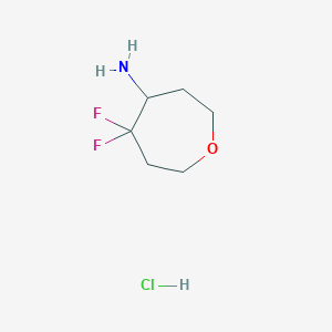 molecular formula C6H12ClF2NO B2911735 5,5-Difluorooxepan-4-amine hydrochloride CAS No. 2225146-21-2