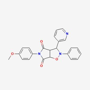 molecular formula C23H19N3O4 B2911737 5-(4-methoxyphenyl)-2-phenyl-3-(pyridin-3-yl)-hexahydro-2H-pyrrolo[3,4-d][1,2]oxazole-4,6-dione CAS No. 471262-39-2