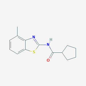 molecular formula C14H16N2OS B291174 N-(4-methylbenzo[d]thiazol-2-yl)cyclopentanecarboxamide 