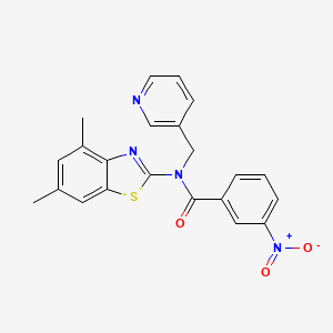 molecular formula C22H18N4O3S B2911743 N-(4,6-dimethylbenzo[d]thiazol-2-yl)-3-nitro-N-(pyridin-3-ylmethyl)benzamide CAS No. 895419-25-7