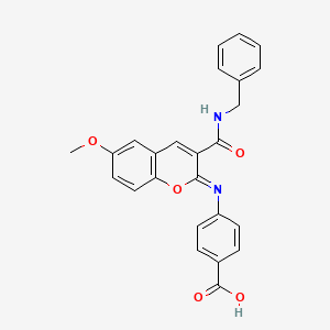 4-[[3-(Benzylcarbamoyl)-6-methoxychromen-2-ylidene]amino]benzoic acid